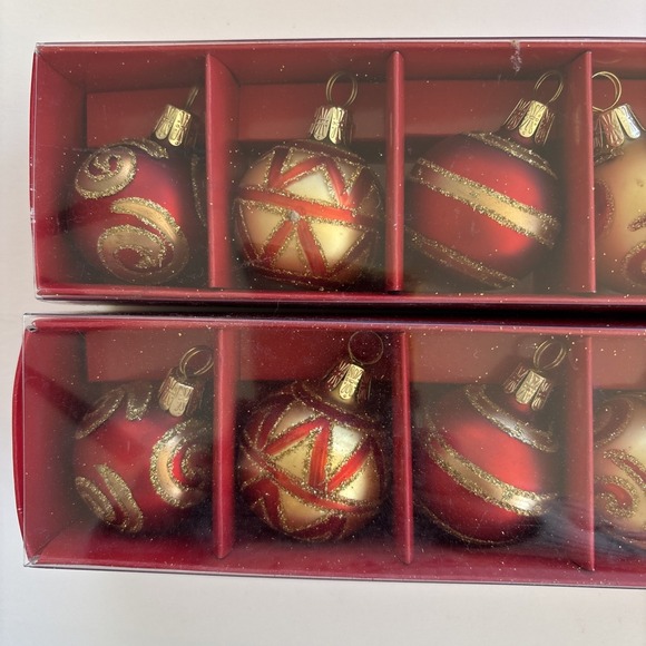 Pier 1 Imports Red & Gold Place Card Holders 12 Christmas Ornaments 2 Boxes of 6 - Picture 2 of 6